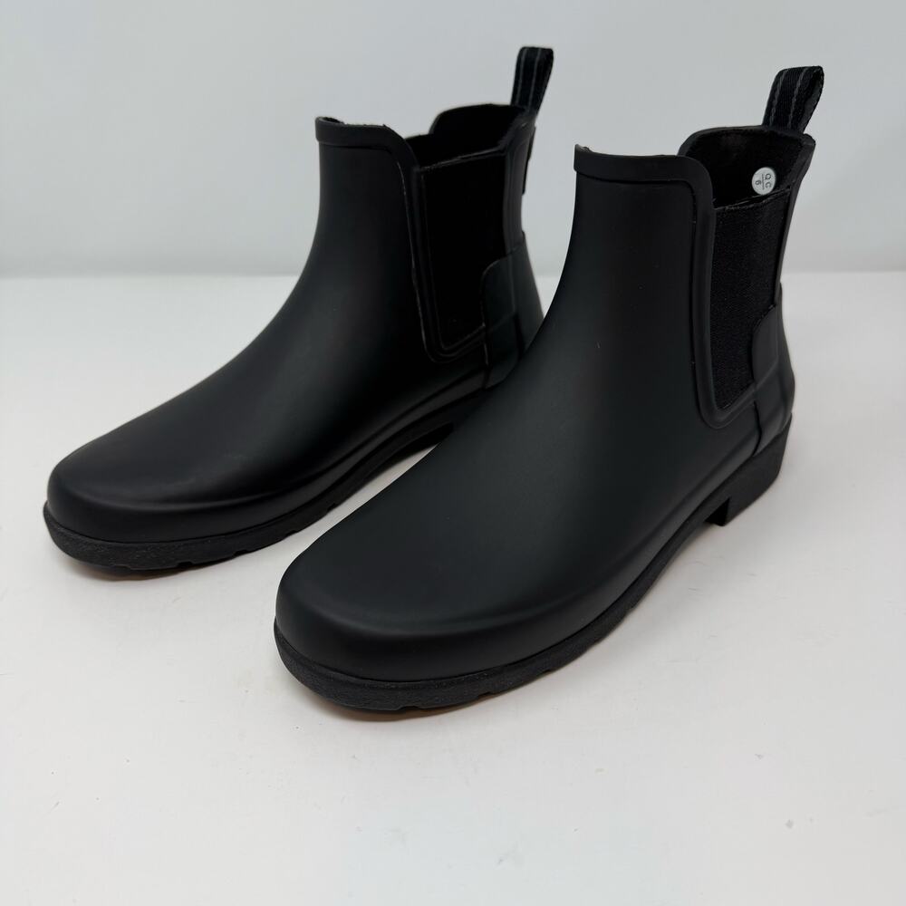 Hunter Refined Chelsea Rain Boot Women's 6 Black Waterproof Weatherproof EUC